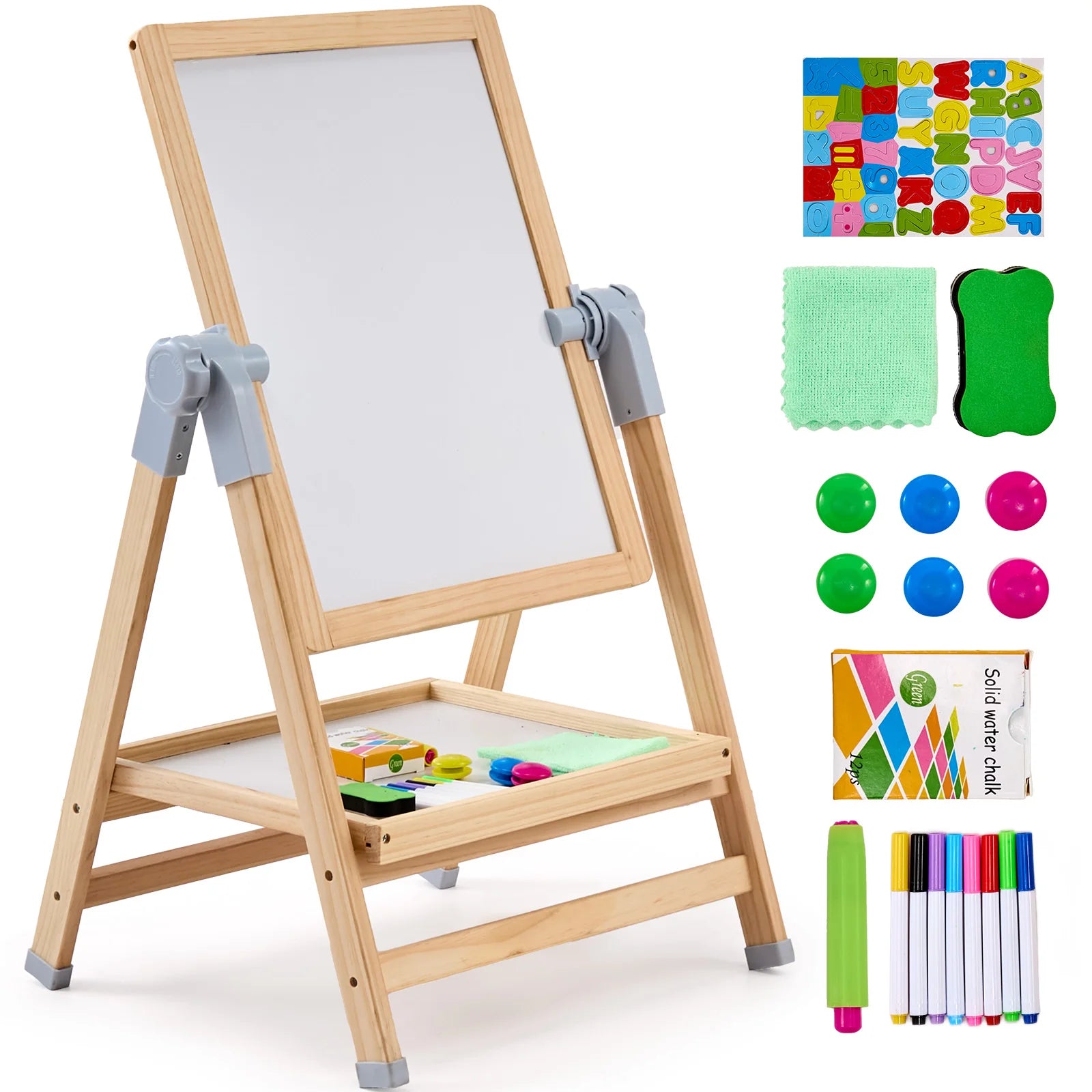 Kids Magnetic Drawing Board Easel with Accessories
