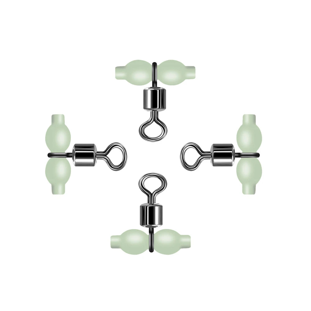 20pcs Luminous Cross Line Rolling Fishing Swivel 3 Way Fishing Line Connector Swivel
