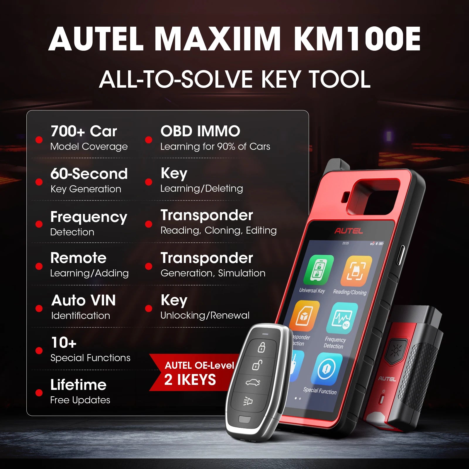 Autel MaxiIM KM100E Programador de Llaves OBD | IMMO | 2 IKEY Incluidas | Generación en 60s | 99% Autos - Firu Total Sales