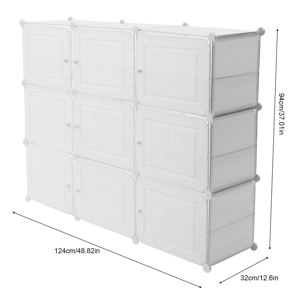 CNCEST Portable Shoe Rack 36 Pair Shoe DIY Storage Shelf Organizer Plastic Shoe Cabinet with Doors for Entryway - Firu Total Sales