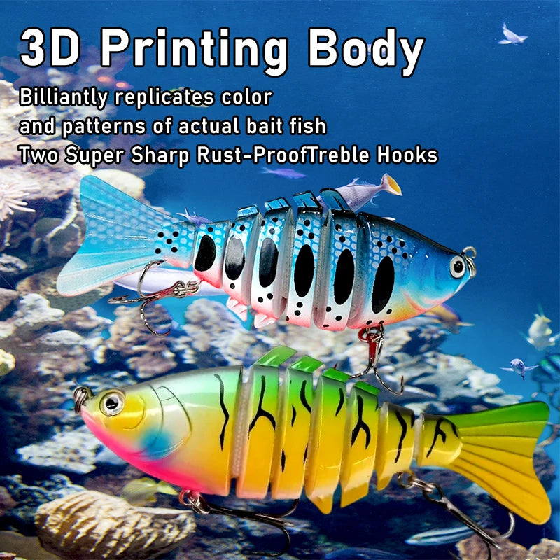 5 Packaged in Multiple Sections Swim bait Fishing Lure Set Realistic Fish Design Treble Hook Sinking
