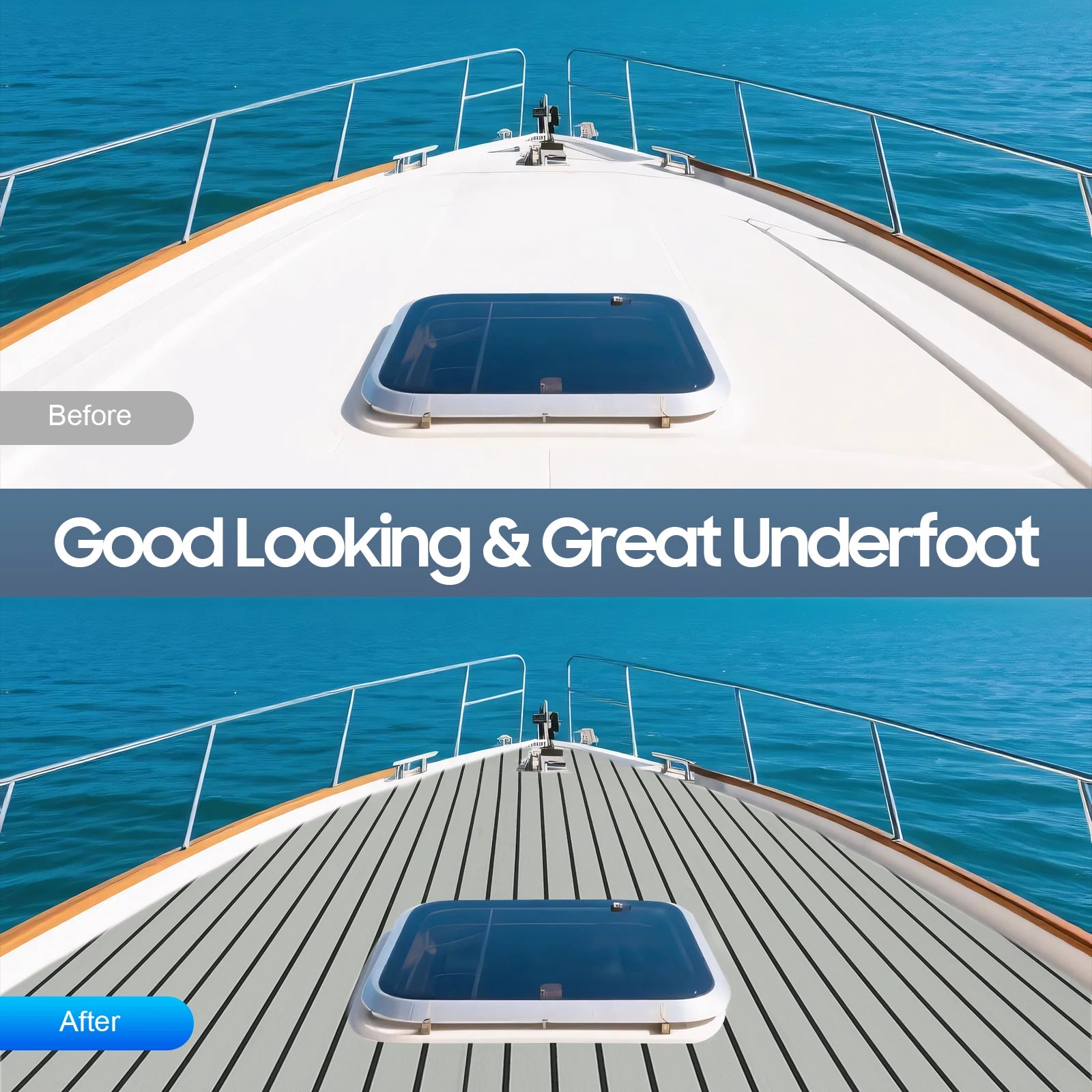 240x90cm EVA Foam Teak Floor Mat 6mm Thick Anti-Slip Self-Adhesive Pad Cuttable Waterproof Marine Carpet for Boat Deck RV Yacht