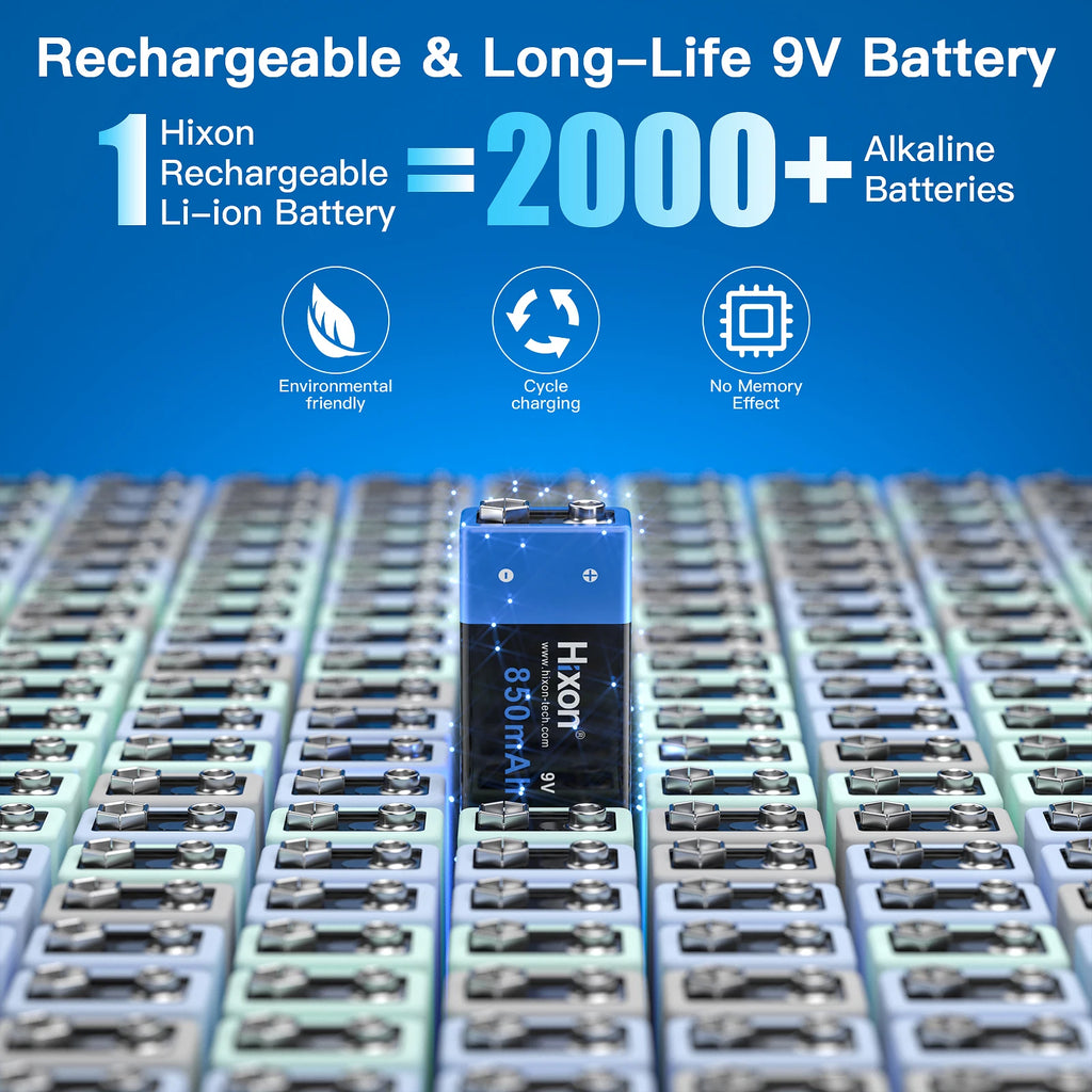 Batería Recargable Hixon 9V 8500mAh Li-ion | Alarma de Humo y Dispositivos Portátiles 🔋