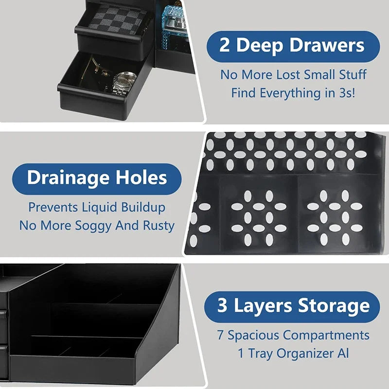 1Pc Cosmetic Storage Box With Drawers Cologne Organizer Holder For Dresser Perfume Stand Bathroom Countertop Organizer