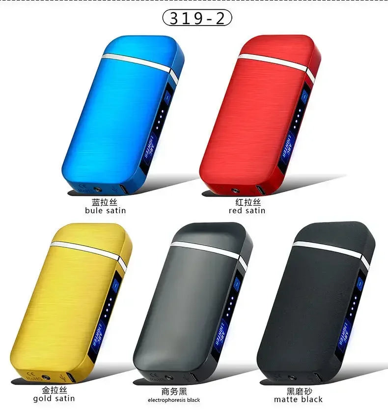 Smart Windproof Flameless Plasma Lighter | Double Arc USB Rechargeable | LED Power Display Touch | Metal Body
