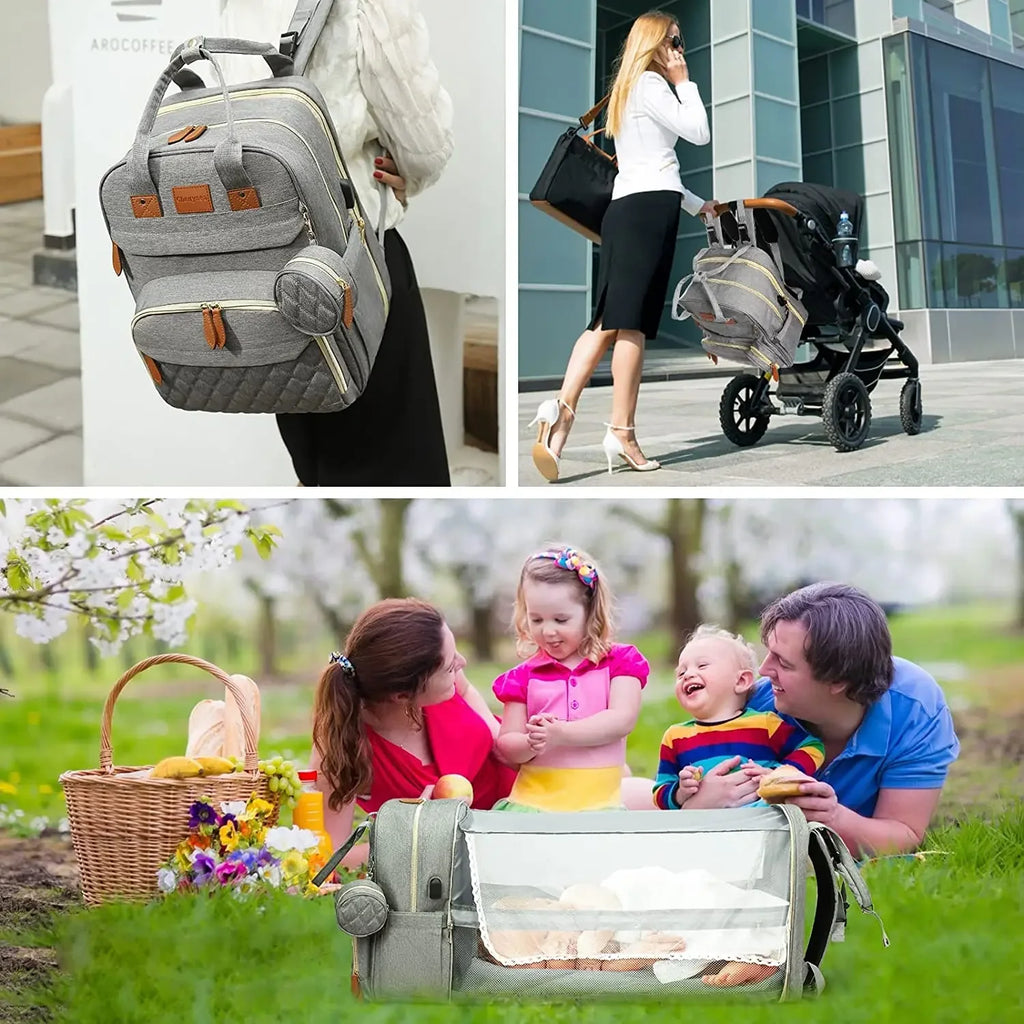 Mochila Pañalera 3 en 1 | Bolso Maternal Multifuncional para Mamá