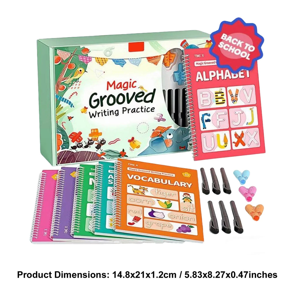Preschool Letter Tracing Book Reusable Grooved Writing Workbook Set for 3-5 Years Old Kids Early Learning Activity