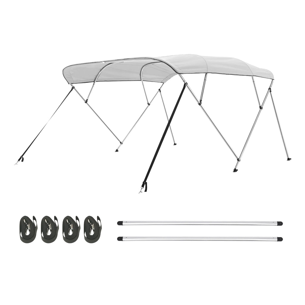 VEVOR 4 Bow Boat Bimini Tops 600D Polyester Canopy with Aluminum Alloy Frame Waterproof & Sun Shade Boat Awning Canopy Grey/Blue