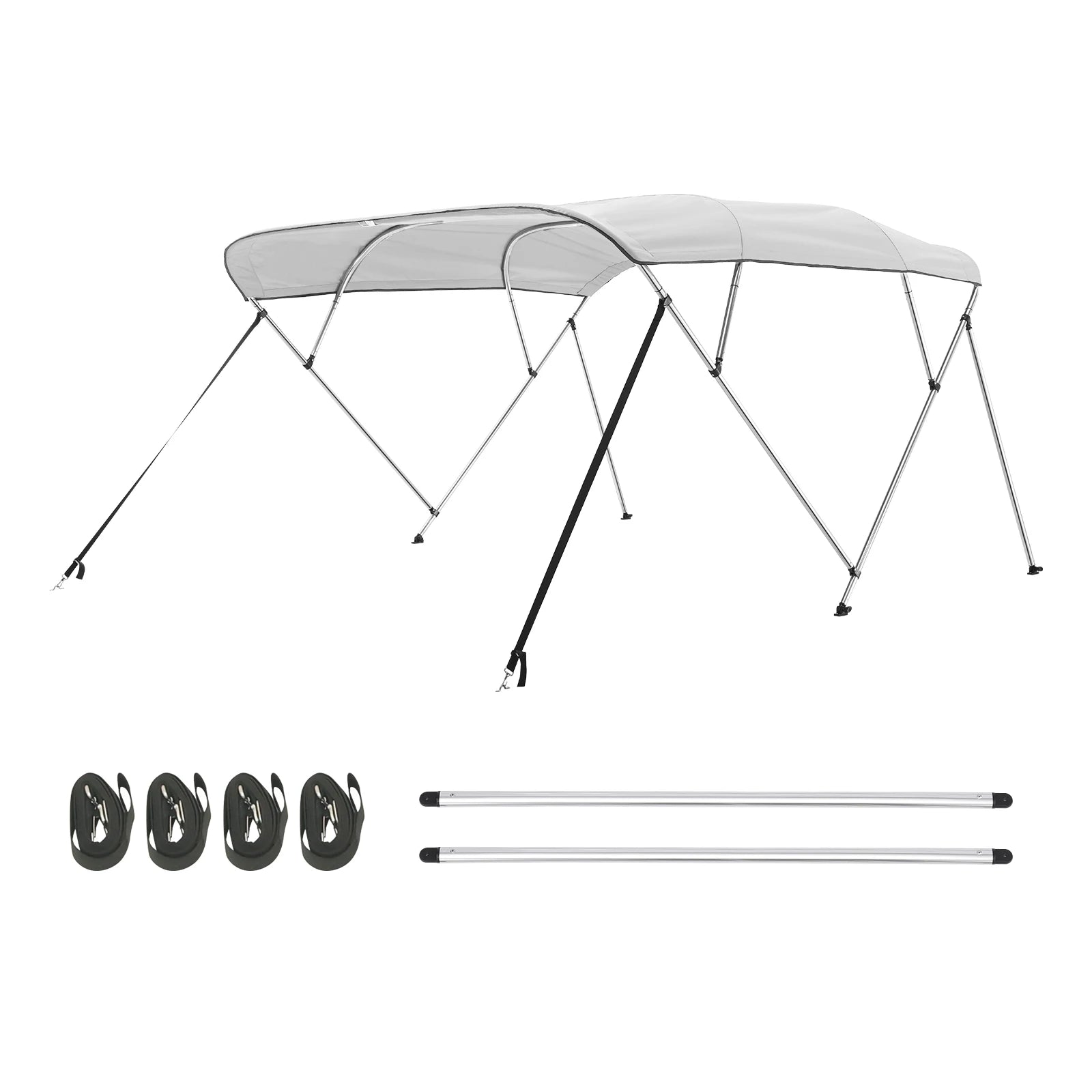 VEVOR 4 Bow Boat Bimini Tops 600D Polyester Canopy with Aluminum Alloy Frame Waterproof & Sun Shade Boat Awning Canopy Grey/Blue
