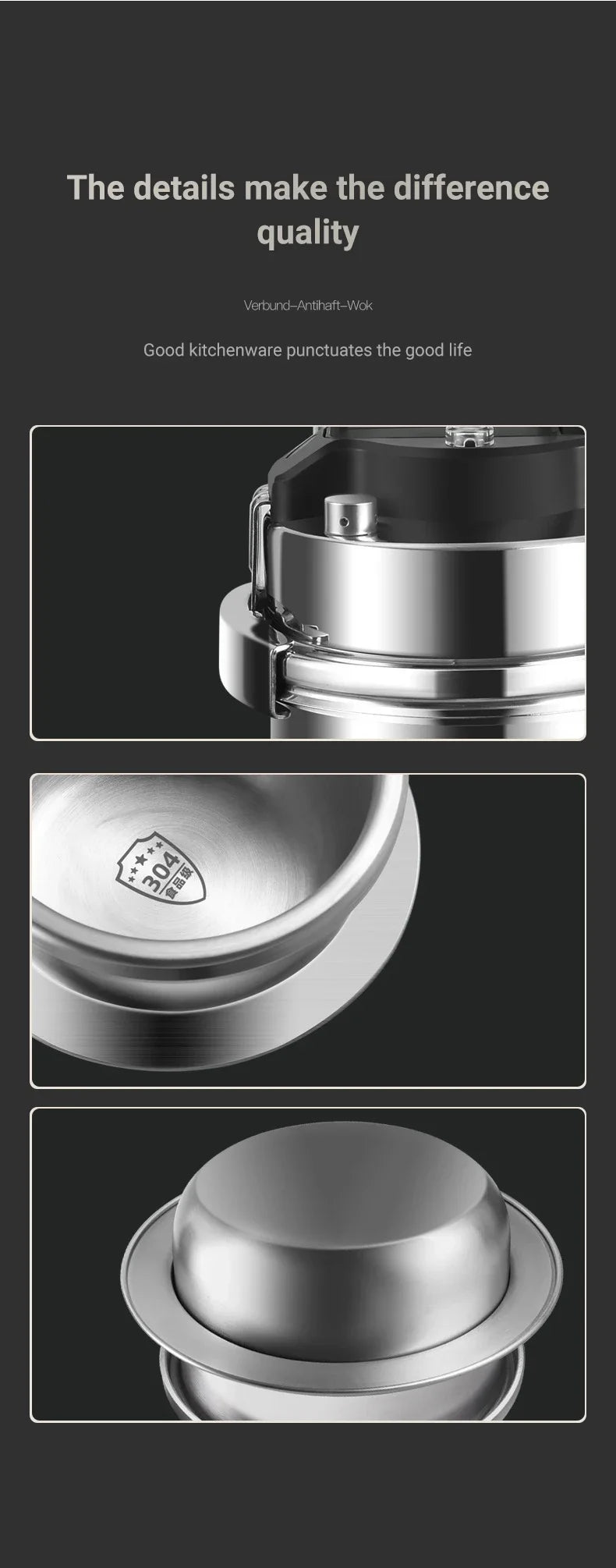0.8-2L Outdoor Camping Small Pressure Cooker 304 Stainless Steel Portable Rice Cooker for Kitchen Cooking Tool Pressure Cooker