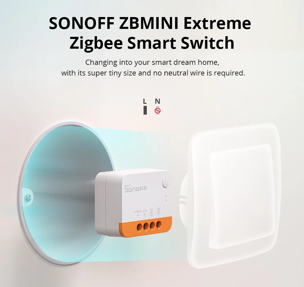 SONOFF ZBMINIL2 Extreme ZigBee Switch No Neutral Wire Required Smart Home Two-Way Control eWeLink Alexa Google Echo Zigbee Hubs