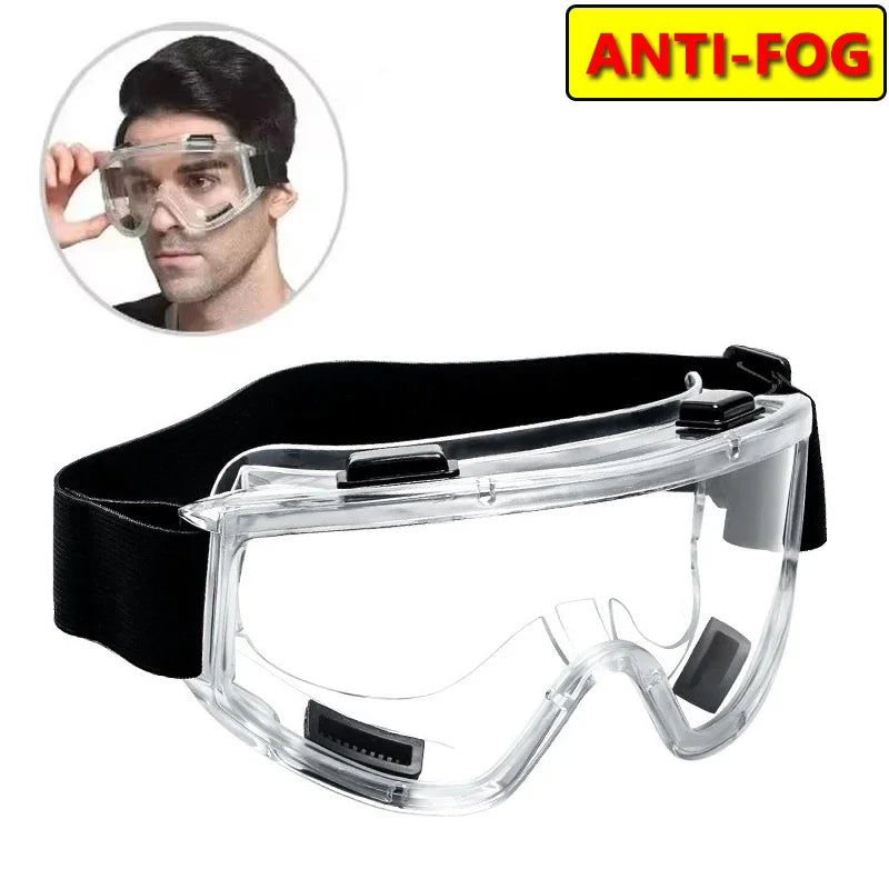 Safety Antifog Protective Goggles Safe Anti-Splash Wind-Proof Work Glasses Industrial Research Lab Cycling Riding Clear Goggles