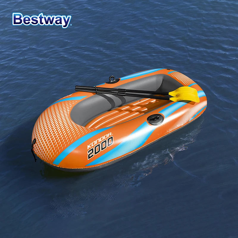 Bestway 61142 1-3 Person Heavy Duty Inflatable Kayak - Long Lasting PVC Rafting Adventure Boat for Thrilling Water