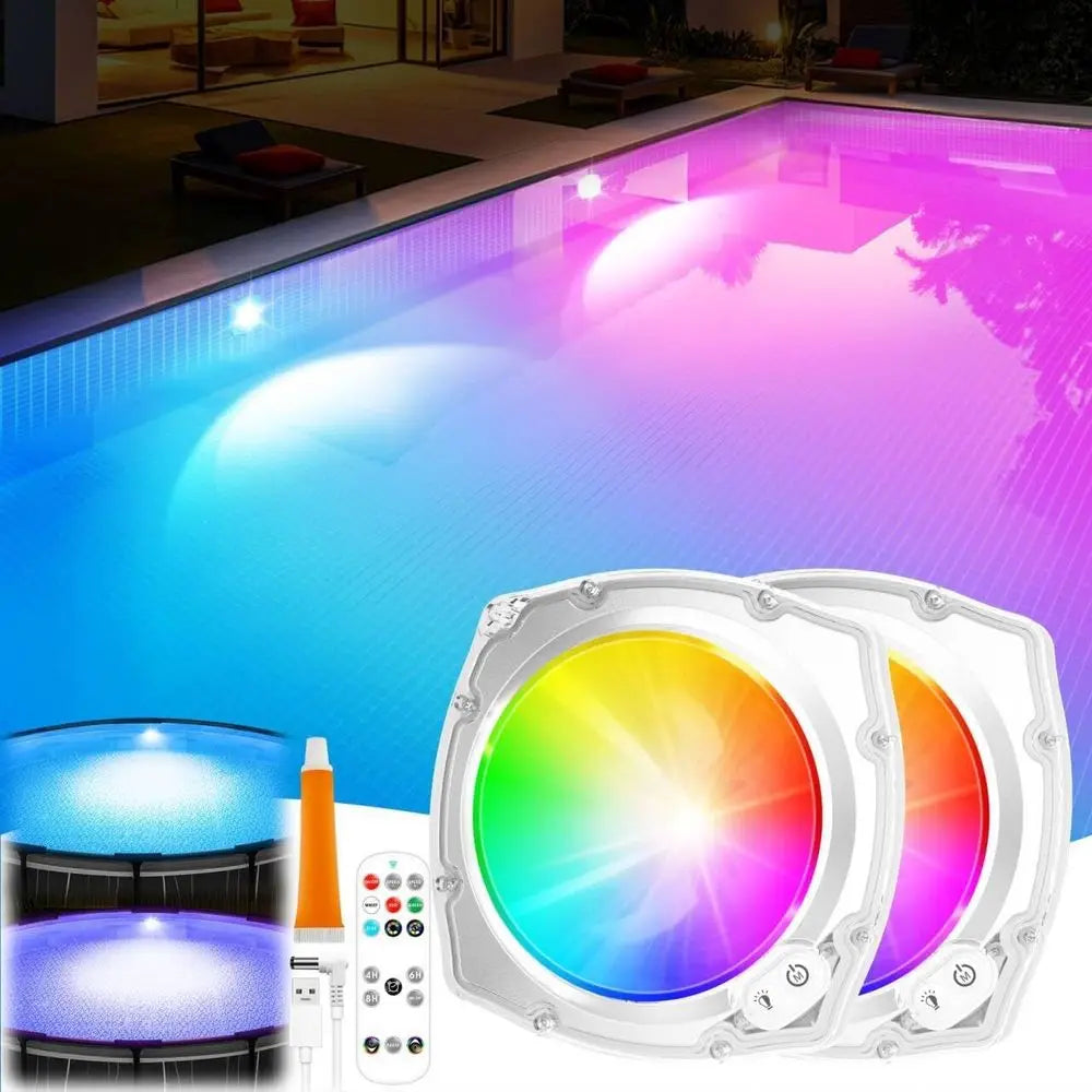 Submersible Pool Lights with Remote, High BrightnSwimming Led Pool Lights or Above Ground Pools Waterproo, 9 es Underwater Magne