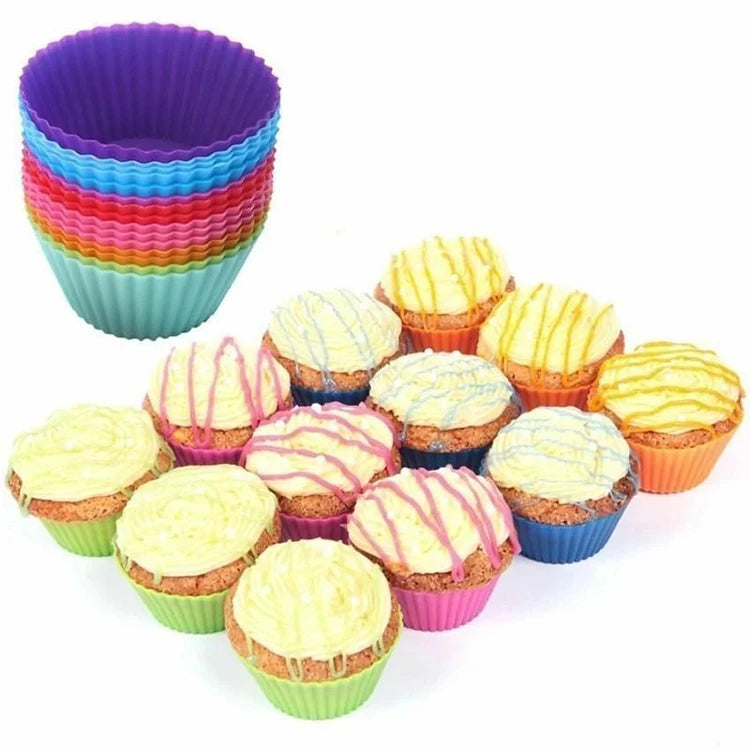 12pcs Moldes Redondos de Silicona para Muffins y Cupcakes | Air Fryer | Alta Temperatura 🍰