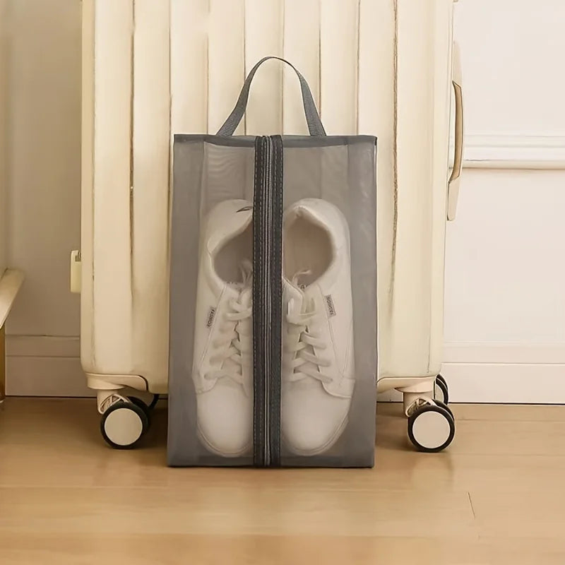 1pc Foldable Breathable Mesh Shoe Bags -Large Capacity Shoe Organizer for Gym, Travel, Beach, Makeup & Toiletries Storage