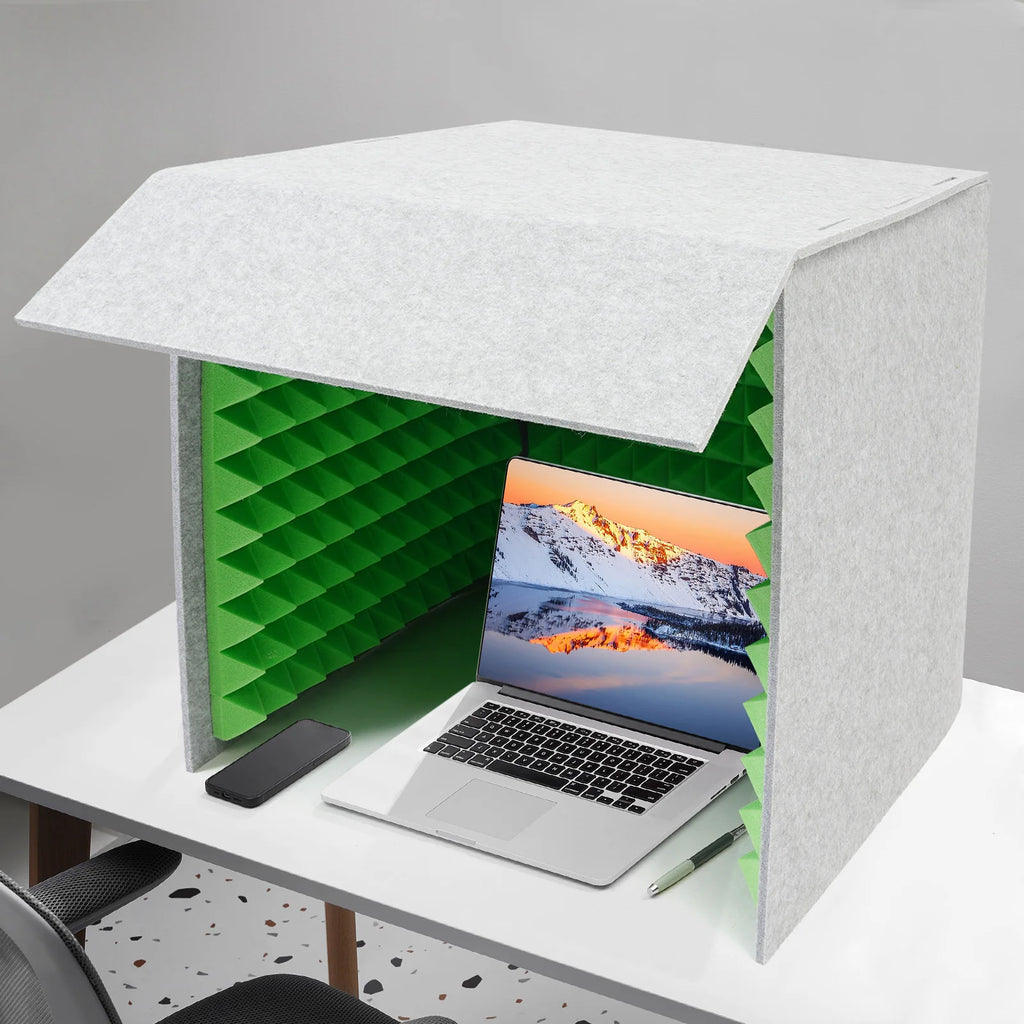 60x60x60cm Desktop Soundproof Cover Vocal Sound Absorbing Shield Acoustic Foam 62mm Total Thickness,Easy to Assemble for Home