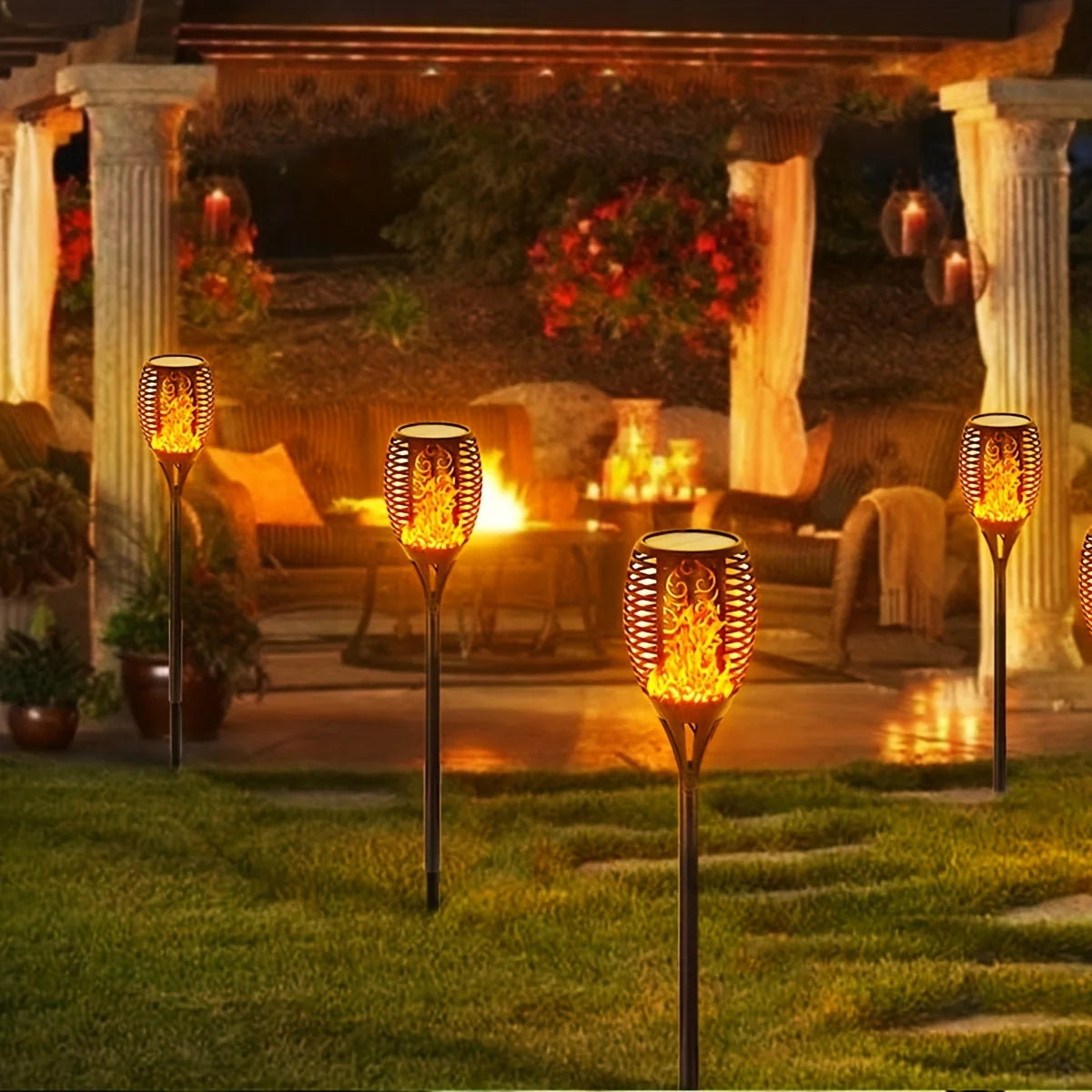 Antorcha Solar LED Efecto Llama IP65 | Decoración Jardín y Patio | 1-12pcs - Firu Total Sales