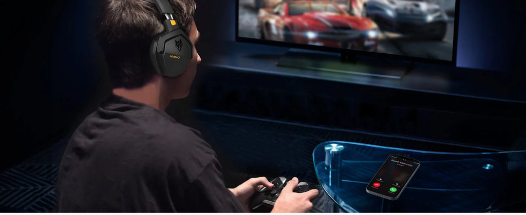 NUBWO G06 Dual Wireless Headsets Gamer with Microphone for PS5, PS4, PC, Mobile, Switch, 2.4GHz Bluetooth 5.3 Gaming Headphones