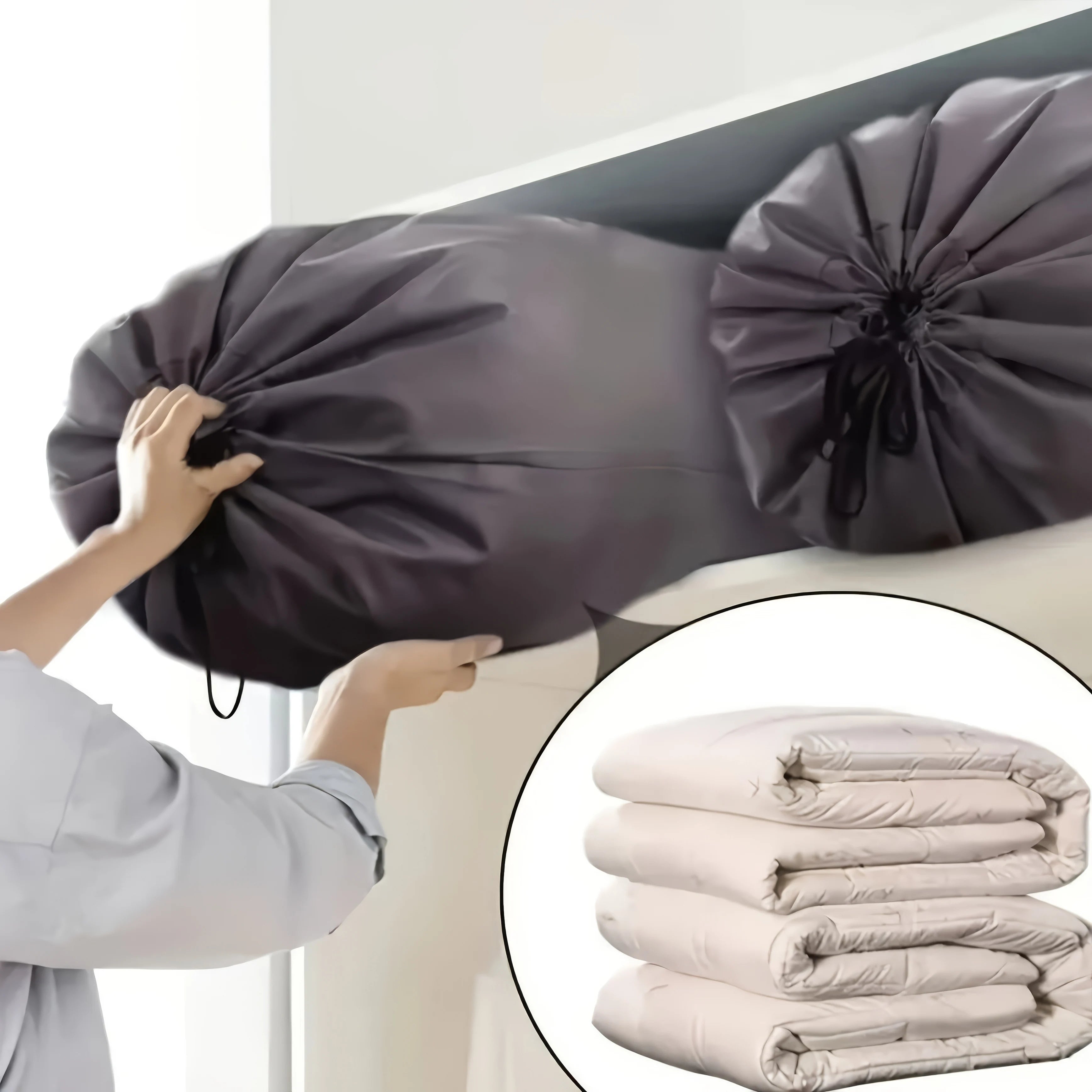 Durable Oxford Cloth Bag Blue Drawstring Storage Easy to Carry Foldable for Dormitories Camping