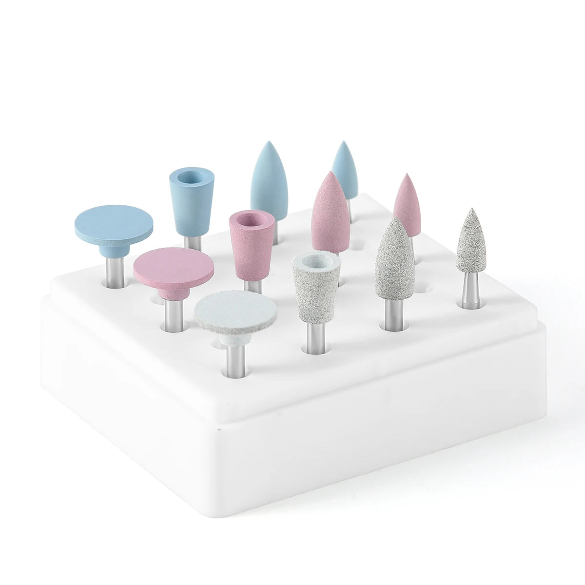 AZDENT 12Pcs/Set Dental Silicone Polishing Rubber Grinding Heads Teeth Polisher 2.35mm RA Finisher for Low Speed Handpiece