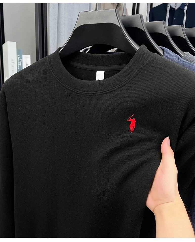 Sudadera de Lujo Manga Larga con Bordado de Pony | Casual Cuello Redondo Hombre 👔