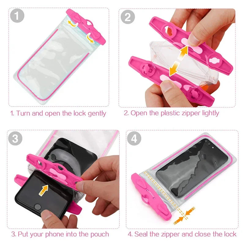 6-Inch Waterproof Phone Pouch for Drift Diving Swimming - Underwater Dry Bag Case Cover for Water Sports Beach Pool Skiing