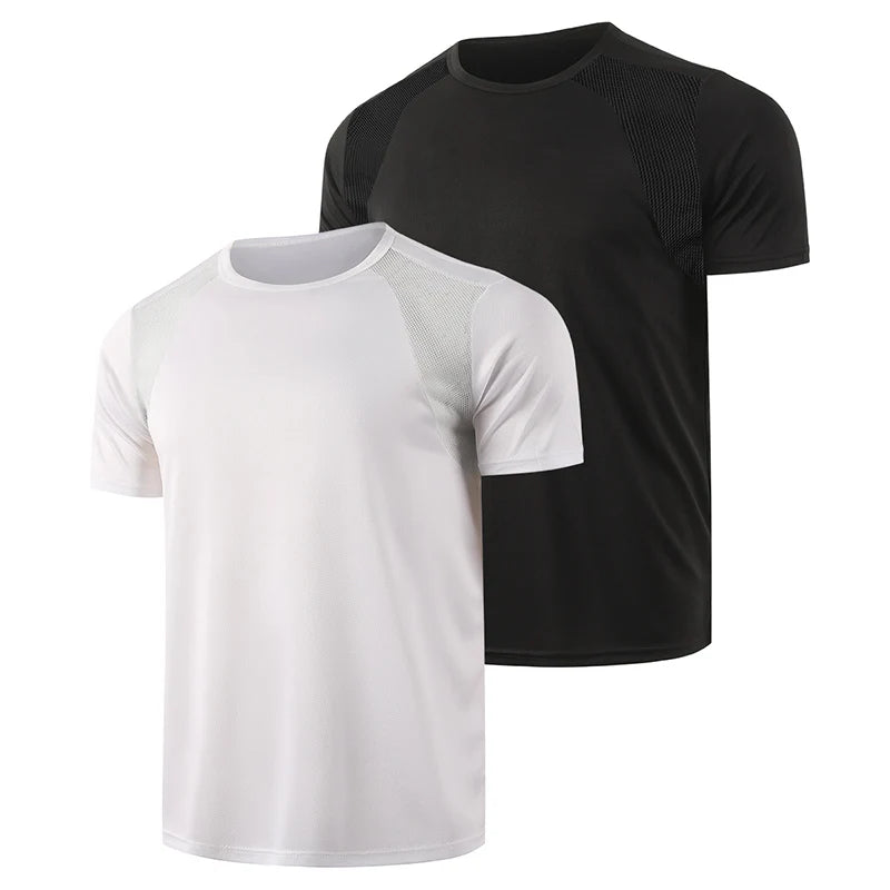 3/1 piece men's summer black and white short sleeved comfortable round neck T-shirt with mesh splicing breathable casual top