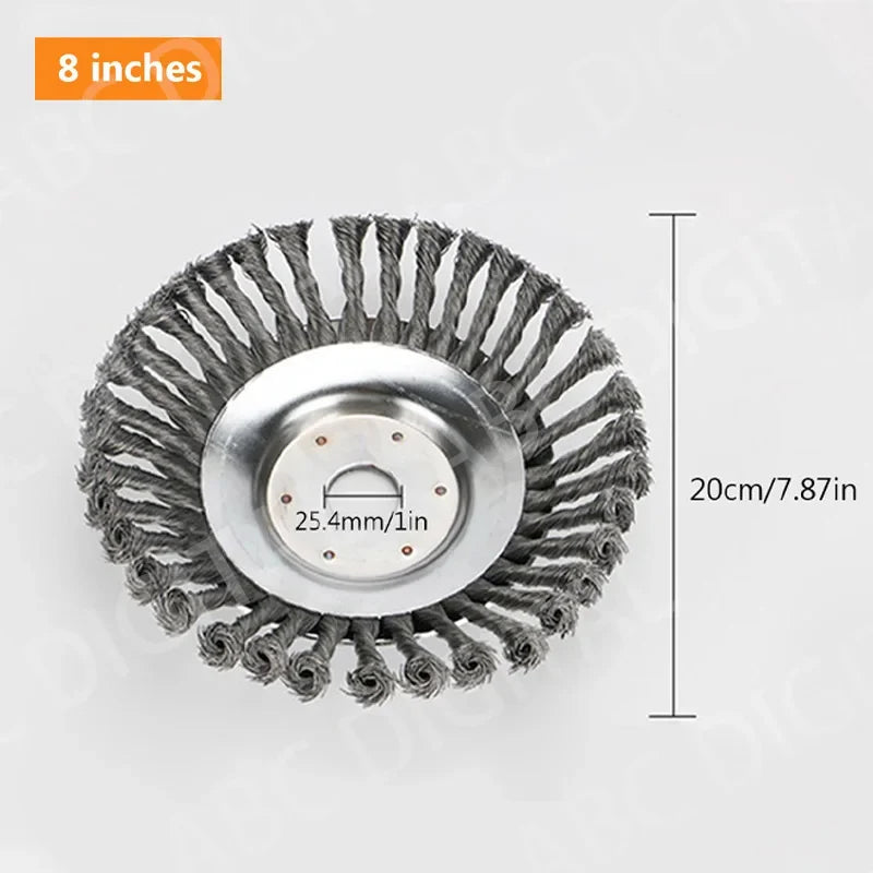 8 inch Steel Wire Wheel Garden Weed Brush Lawn Mower Grass Eater Trimmer Cutter Tools Garden Grass Trimmer Head Weed Brush