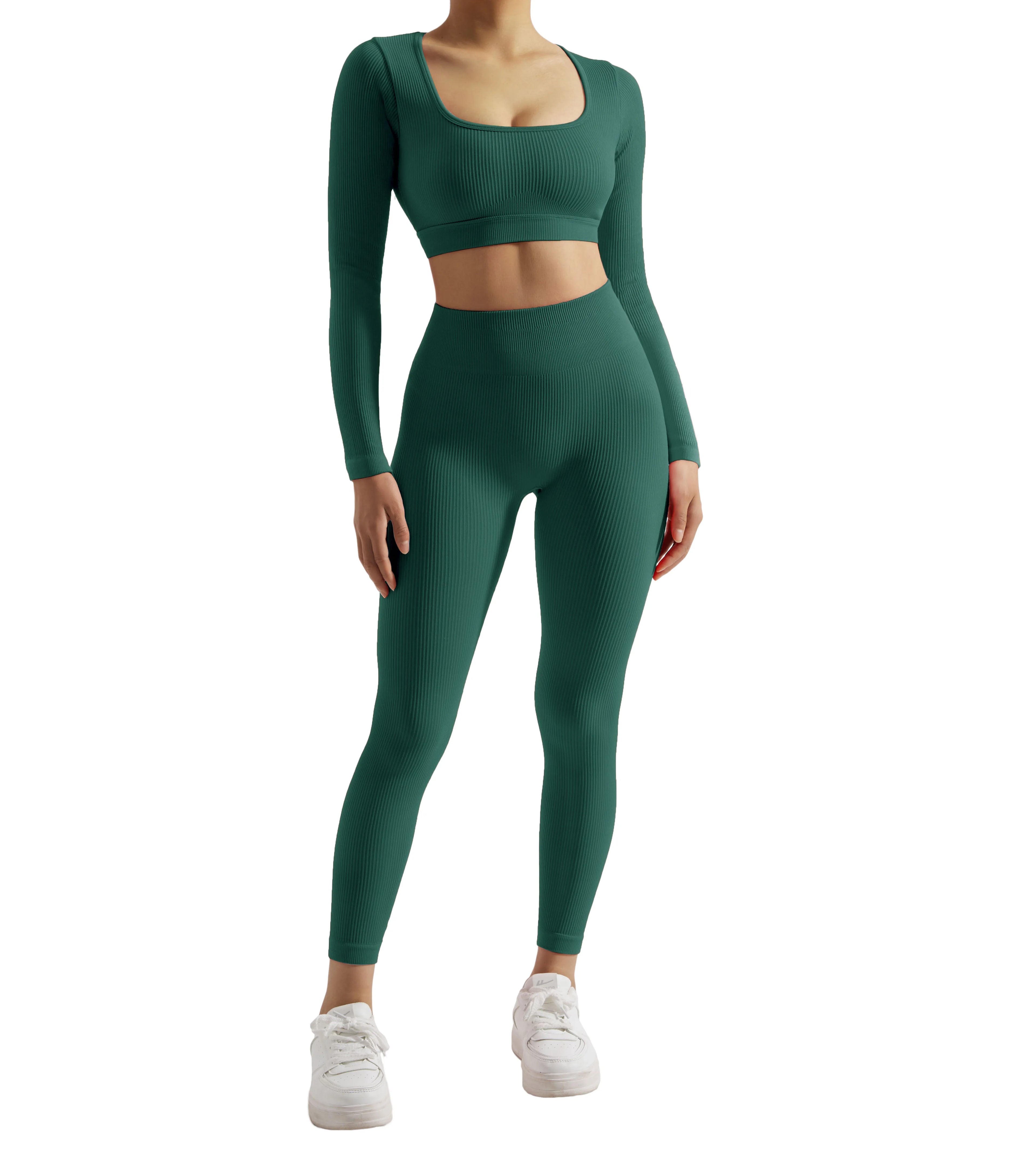 2PCS Yoga Suit Women Sports Set Quick-Drying Gym Set Tracksuit Running Workout Long Sleeve Sports Shirt Yoga Set Yoga Clothing