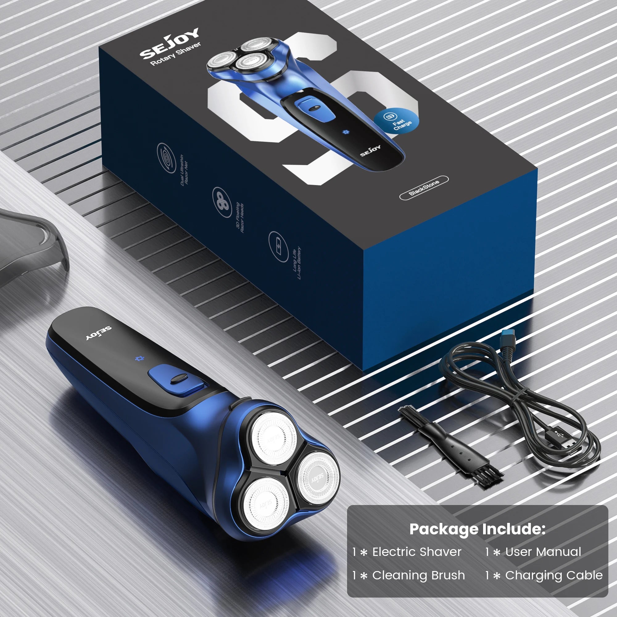 Sejoy BLASTO1 Electric Shaver for Men Rechargeable Electric Razor Triple Floating Head Shaving Machine Beard Trimmer Gift