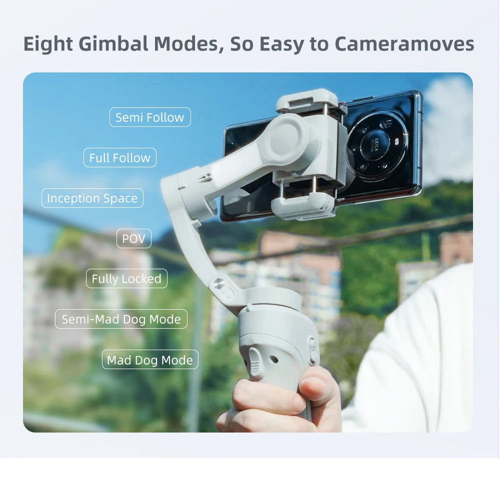 M01 3-Axis Smart Gimbal Handheld Stabilizer Selfie Tripod with Fill Light for Smartphone Anti Shake Foldable for Xiaomi iPhone - Firu Total Sales