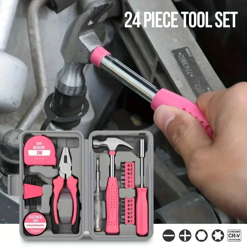 Multi-functional household toolbox, comprehensive set of hardware tools, combination tape measure, manual repair tool kit