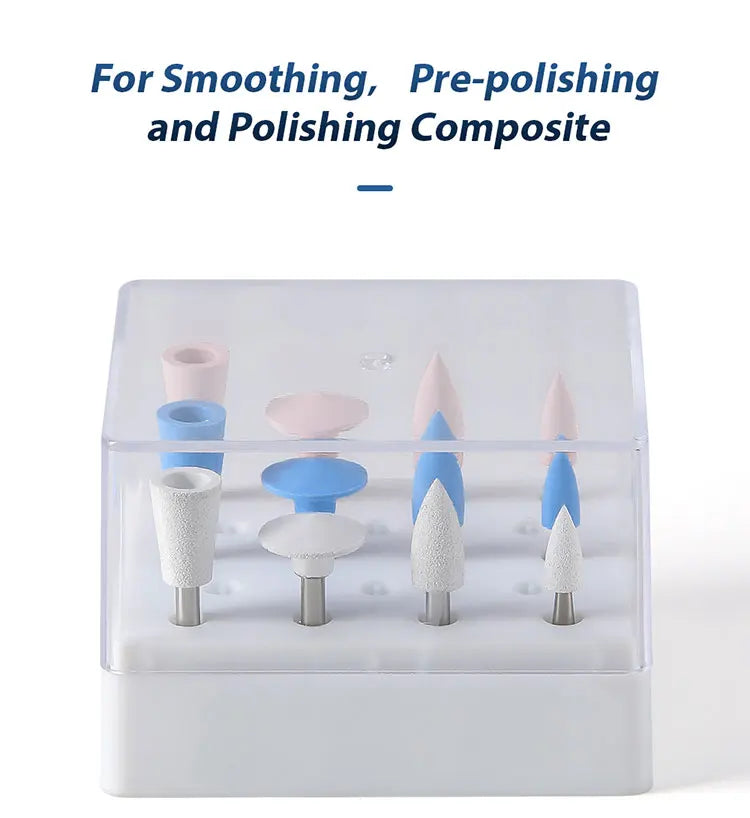 AZDENT 12Pcs/Set Dental Silicone Polishing Rubber Grinding Heads Teeth Polisher 2.35mm RA Finisher for Low Speed Handpiece
