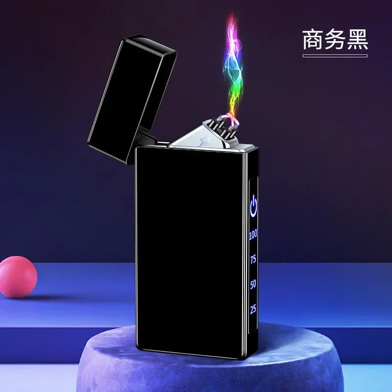Windproof Electric Arc Metal Smoking Lighter Plasma Flameless Rechargeable USB Cigarette Lighter LED Digital Touch Lighters Gift