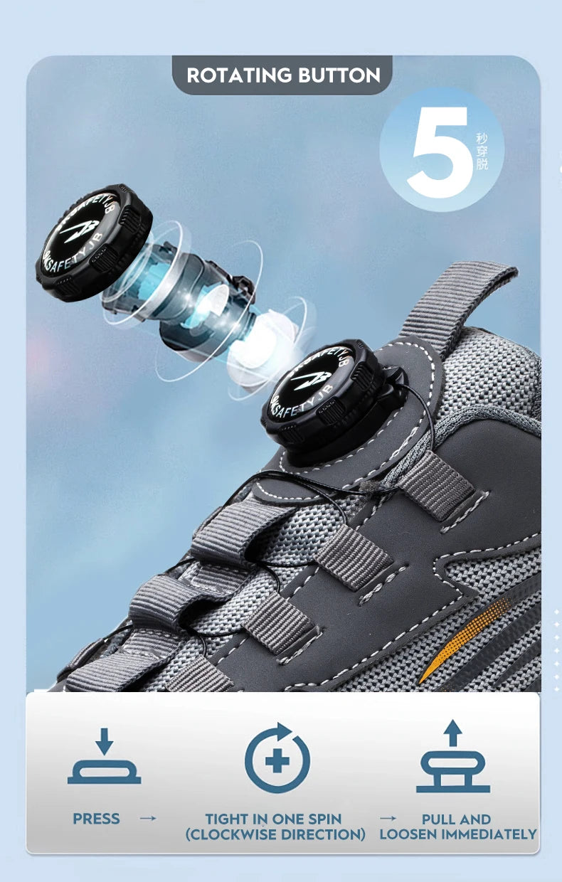 Zapatos de Seguridad Transpirables | Sin Cordones | Suela Blanda | Antipinchazos | Antiaplastad