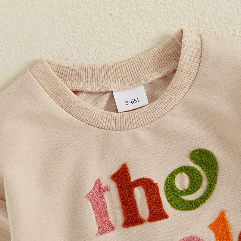 Baby Sweatshirt Romper Colorful Letter Embroidery Long Sleeve Crew Neck Bodysuit Newborn Playsuit