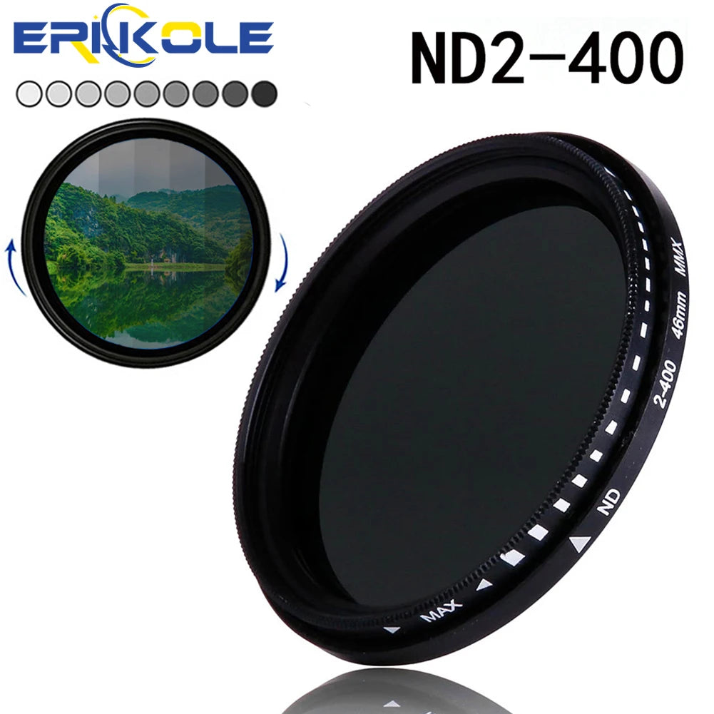 Variable ND Filter for Camera Adjustable Neutral Density Lens Filter (ND2-ND400) - 37 40.5 43 46 49 52 55 58 62 67 72 77 82 mm