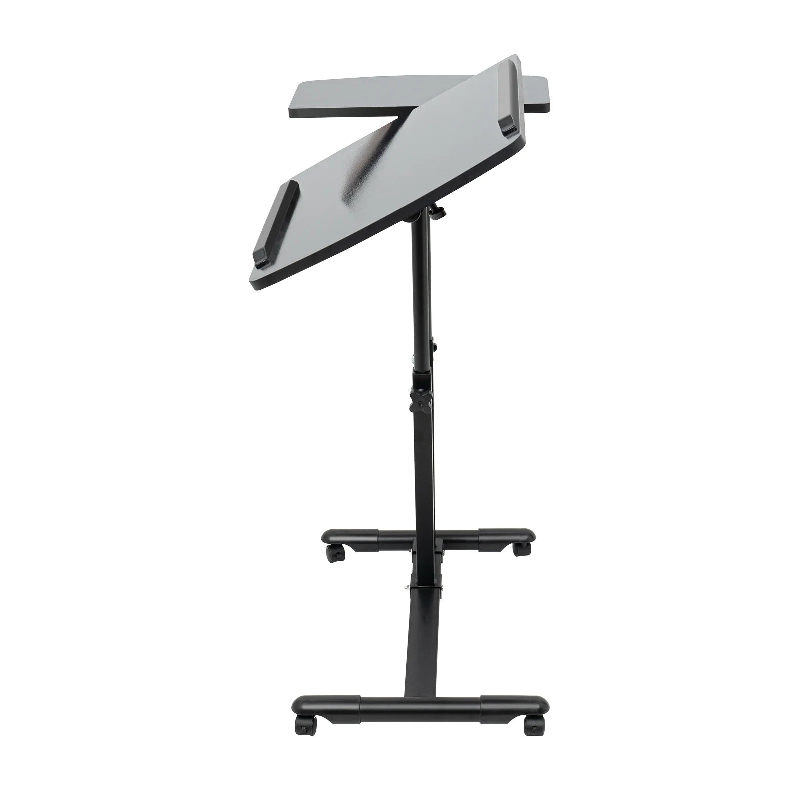 Portable Adjustable Height Tattoo Workstation Dual Surface Black Iron & Density Board Table 57.5-90cm12.5kg Load-Bearing