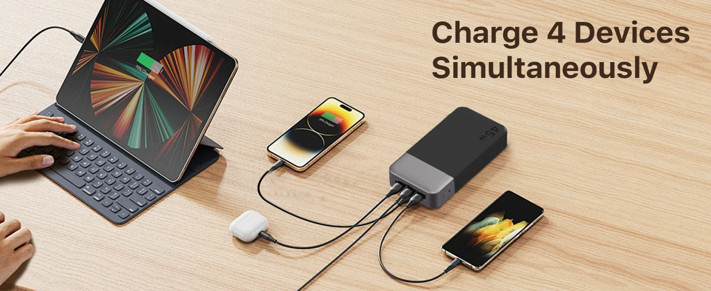 NOBIS 20000mah Power Bank 45W Fast Charging Portable Charger External Battery Pack with LED Display for iPhone Android Laptop