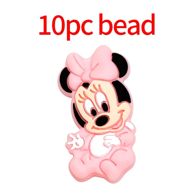 1/3/10pcs Silicone Mickey Teething Beads Food Grade Cartoon Shape Baby Teethers Toys DIY Pacifier Clips Chain Accessories