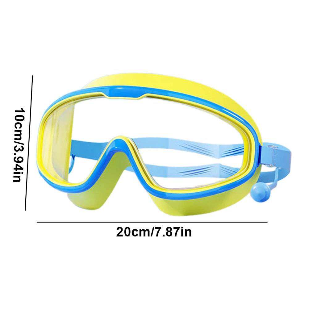 Kids Swim Goggles HD Swim Glasses with Earplugs UV Protection Swimming Goggles Large Frame Swim Sports Eyewear for Boys Girls
