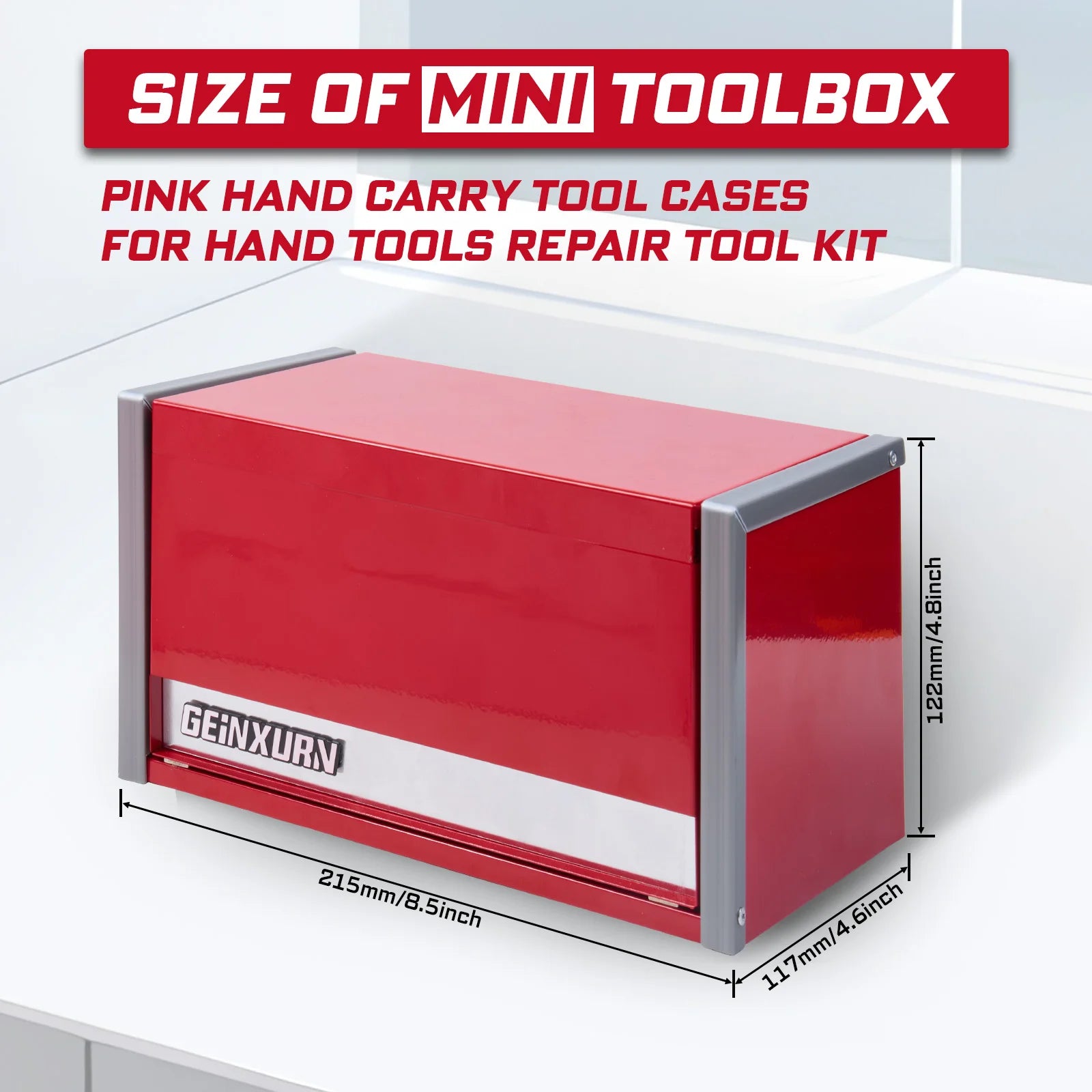 Geinxurn Professional Tool Set, 4-Drawer Red Tool Chest, High-Strength Socket Kit for Auto and Home Maintenance