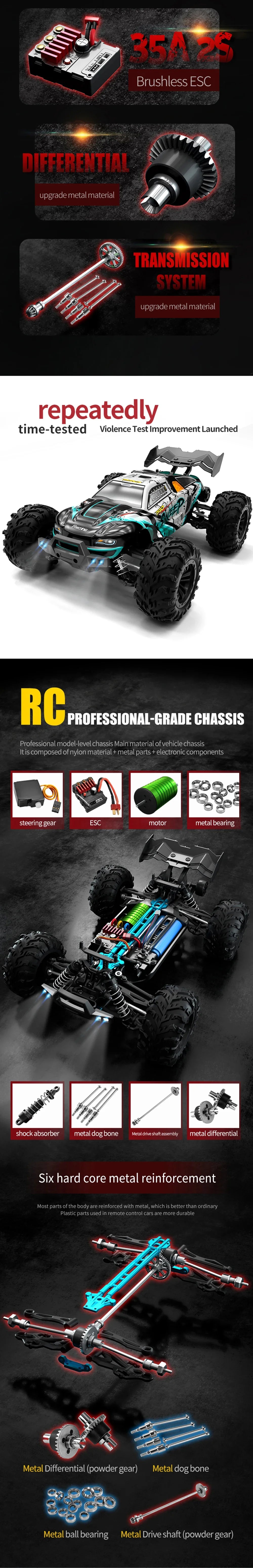 WLtoys 16101 Pro Carro RC 1:16 | 75KM/H | 4WD | Motor Brushless | LED | 2.4G | Drift Monster Truck | Regalo Niños