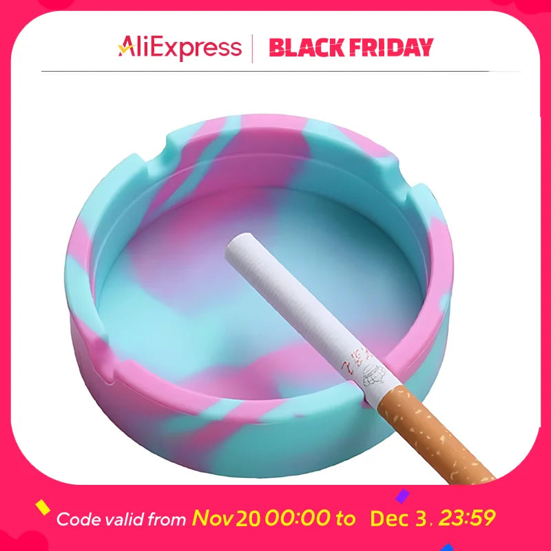 Silicone Ashtray - Shatterproof, Glow-in-Dark, Easy Clean for Indoor/Outdoor, Home, Bar, Hotel Use