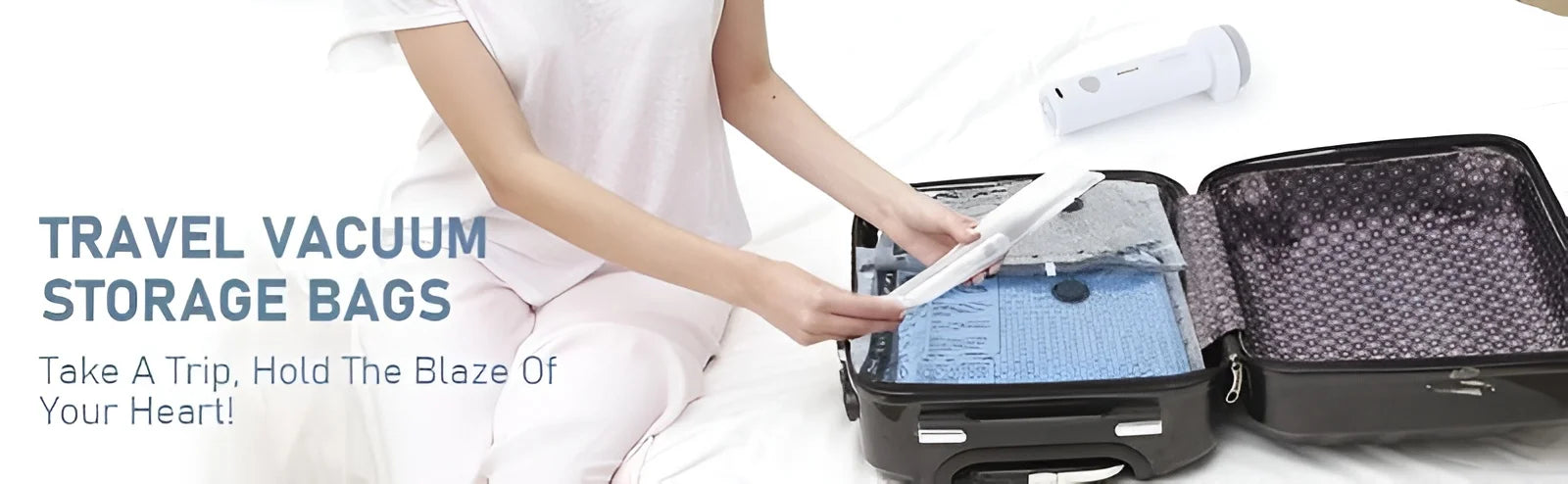 Cordless Compression Travel Vacuum Set 15 Pack -Vacuum Bags for Travel with Rechargeable air Pump,for Luggage and Suitcase