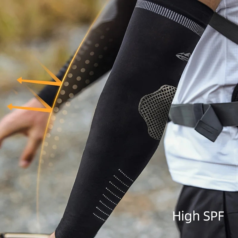 A pair of men's summer ice silk fiber sports arm guards, outdoor cycling fishing sunscreen breathable sleeves