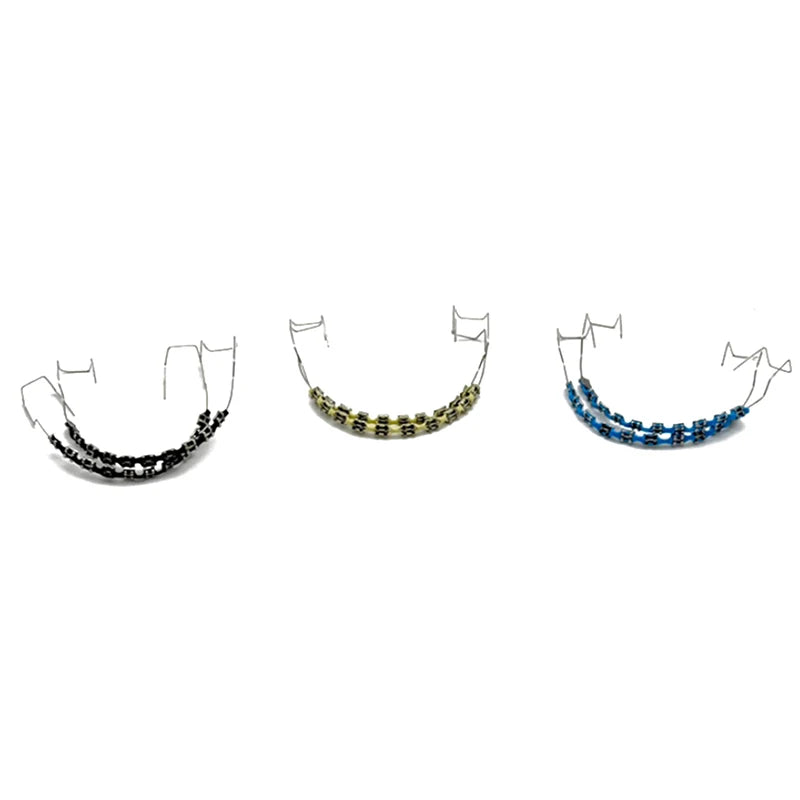 1 Pair Dental Fake Braces Temporary Tooth Decoration Colorful Metal Bracket Ligature Ties Dental Tool With Hook With Metal Wires