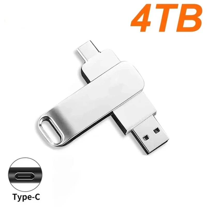 USB 3.2 Gen 1 Type‑C Dual Interface Metal Flash Drive, High‑Speed Waterproof Pen Drive for PC Laptop, 4TB 8TB 16TB Storage