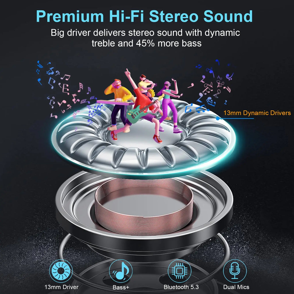 Wireless Earbuds Bluetooth 5.3 | 4 ENC Mic Noise Cancelling | 48H Battery Life
